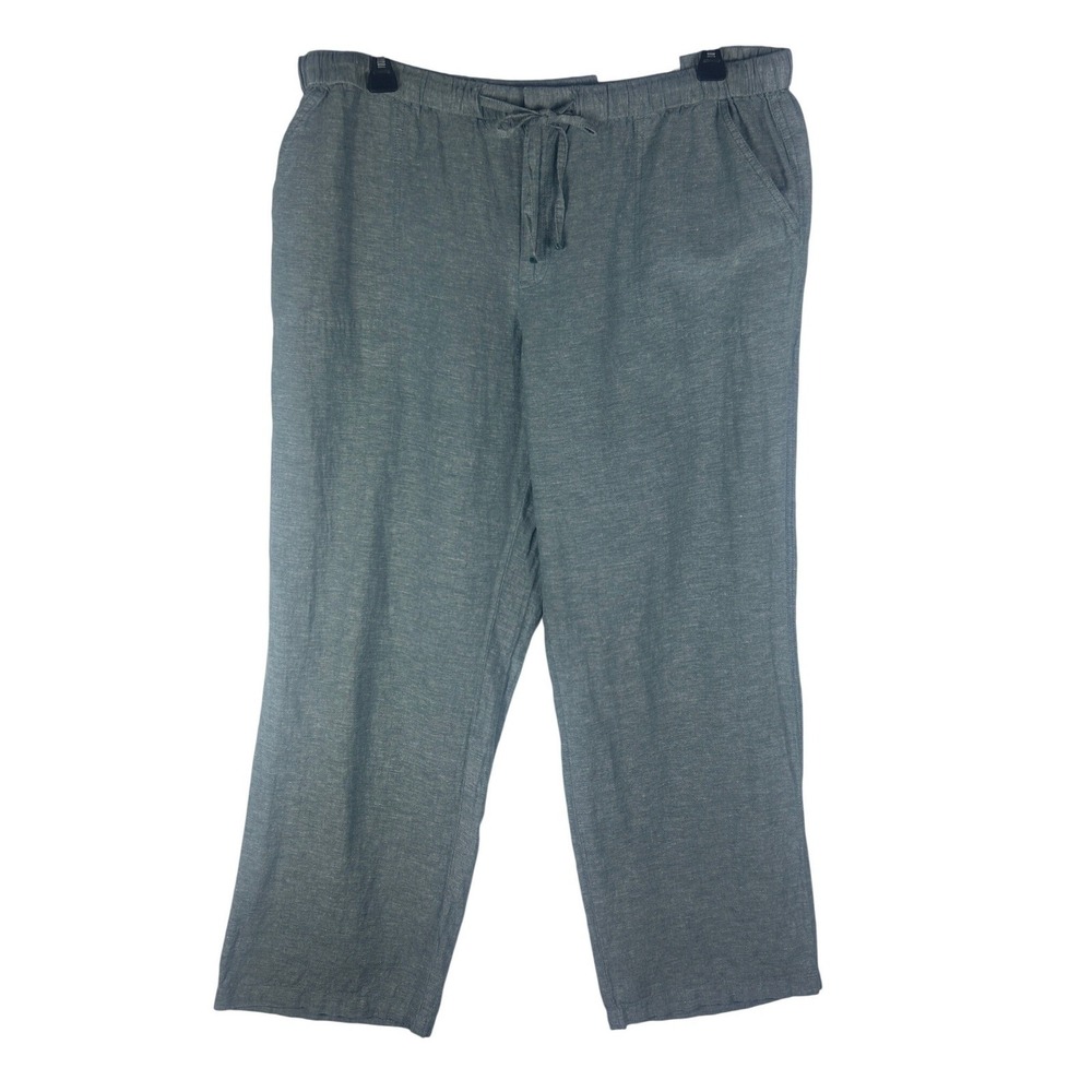 Liz Claiborne Womens XL Wide Leg Linen Blend Pants Dark Forest Green 343436 NWT